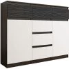 HUCOCO MONACO 3W - Commode Meuble De Rangement Chambre/salon/bureau - 120x40x98 - 6 Tiroirs 2 Portes - Finition Gloss - Buffet Séjour - Marron