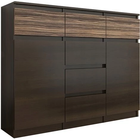 HUCOCO MONACO 1W - Commode Contemporaine 120x40x98 - 6 Tiroirs 2 Portes - Meuble Rangement Chambre/salon Design Tendance - Buffet - Marron 1 HUCOCO MONACO 1W - Commode Contemporaine 120x40x98 - 6 Tiroirs 2 Portes - Meuble Rangement Chambre/salon Design Tendance - Buffet - Marron