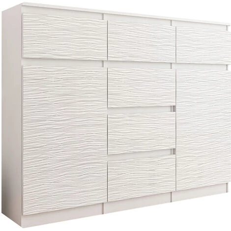 HUCOCO MONACO W2 - Commode Contemporaine Meuble Rangement Chambre/salon - 120x40x98 Cm 6 Tiroirs + 2 Portes - Finition Gloss - Buffet - Blanc 1 HUCOCO MONACO W2 - Commode Contemporaine Meuble Rangement Chambre/salon - 120x40x98 Cm 6 Tiroirs + 2 Portes - Finition Gloss - Buffet - Blanc