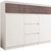 HUCOCO MONACO W1 - Commode Contemporaine Rangement Chambre - 120x40x98| 6 Tiroirs 2 Portes - Finition Gloss - Buffet Meuble Salon/séjour - Blanc