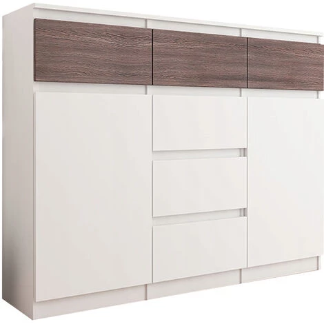 HUCOCO MONACO W1 - Commode Contemporaine Rangement Chambre - 120x40x98| 6 Tiroirs 2 Portes - Finition Gloss - Buffet Meuble Salon/séjour - Blanc 1 HUCOCO MONACO W1 - Commode Contemporaine Rangement Chambre - 120x40x98| 6 Tiroirs 2 Portes - Finition Gloss - Buffet Meuble Salon/séjour - Blanc