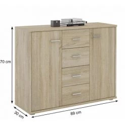 IDIMEX Buffet ELODIE, Commode Meuble De Rangement Avec 4 Tiroirs Et 2 Portes, En Mélaminé Décor Chêne Sonoma - Chêne Sonoma 6 IDIMEX Buffet ELODIE, Commode Meuble De Rangement Avec 4 Tiroirs Et 2 Portes, En Mélaminé Décor Chêne Sonoma - Chêne Sonoma -Buffet et enfilade Soldes 15070171 3