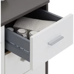 IDIMEX Buffet REMY, Commode Meuble De Rangement Avec 2 Tiroirs Et 2 Portes, En Mélaminé Gris Mat Et Blanc Mat -Buffet et enfilade Soldes 15070195 4