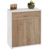 IDIMEX Buffet MONACO, Commode Meuble De Rangement Avec 1 Tiroir Et 2 Portes, En Mélaminé Blanc Mat Et Décor Chêne Sonoma - Blanc/chêne Sonoma