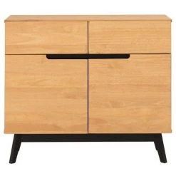 IDIMEX Buffet TIBOR Style Scandinave Design Vintage Nordique Commode Bahut Vaisselier 2 Tiroirs 2 Porte, En Pin Massif Finition Bois Teinté - Brun -Buffet et enfilade Soldes 15070669 3