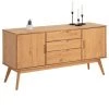 IDIMEX Buffet TIVOLI Design Vintage Scandinave Nordique Commode Bahut Vaisselier 3 Tiroirs 2 Portes, Pin Massif Finition Bois Teinté - Brun