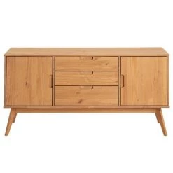IDIMEX Buffet TIVOLI Design Vintage Scandinave Nordique Commode Bahut Vaisselier 3 Tiroirs 2 Portes, Pin Massif Finition Bois Teinté - Brun -Buffet et enfilade Soldes 15070677 3