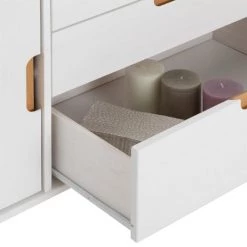 IDIMEX Buffet TIVOLI Design Vintage Scandinave Nordique Commode Bahut Vaisselier Avec 3 Tiroirs 2 Portes, En Pin Massif Lasuré Blanc - Blanc -Buffet et enfilade Soldes 15070679 4