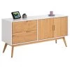 IDIMEX Buffet TIVOLI Design Vintage Scandinave Nordique Commode Bahut Vaisselier 2 Tiroirs 2 Portes, Pin Massif Finition Blanc/bois Teinté - Blanc/Brun