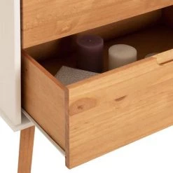 IDIMEX Buffet TIVOLI Design Vintage Scandinave Nordique Commode Bahut Vaisselier 2 Tiroirs 2 Portes, Pin Massif Finition Blanc/bois Teinté - Blanc/Brun -Buffet et enfilade Soldes 15070686 4
