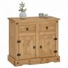 IDIMEX Buffet SALSA Commode Bahut Vaisselier En Bois Style Mexicain Avec 2 Portes Et 2 Tiroirs, En Pin Massif Finition Teintée/cirée - Naturel