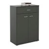 IDIMEX Buffet CALAIS, Commode Meuble De Rangement Avec 1 Tiroir Et 2 Portes, En Mélaminé Gris Mat - Gris