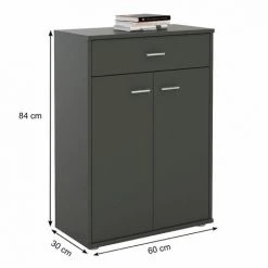 IDIMEX Buffet CALAIS, Commode Meuble De Rangement Avec 1 Tiroir Et 2 Portes, En Mélaminé Gris Mat - Gris -Buffet et enfilade Soldes 15083949 3