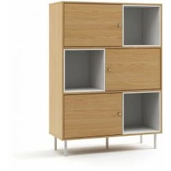 MC HAUS Buffet Avec 3 Etageres, Buffet Pour Le Salon, La Salle A Manger Ou La Cuisine, Meuble De Salon, Commode En Bois Pour La Chambre, Bibliotheque, Armoire D'appoint, Meuble De Rangement, Style Moderne, 100x40x135cm, Blanc