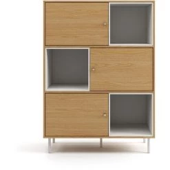 MC HAUS Buffet Avec 3 Etageres, Buffet Pour Le Salon, La Salle A Manger Ou La Cuisine, Meuble De Salon, Commode En Bois Pour La Chambre, Bibliotheque, Armoire D'appoint, Meuble De Rangement, Style Moderne, 100x40x135cm, Blanc -Buffet et enfilade Soldes 15085868 3