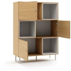 MC HAUS Buffet Avec 3 Etageres, Buffet Pour Le Salon, La Salle A Manger Ou La Cuisine, Meuble De Salon, Commode En Bois Pour La Chambre, Bibliotheque, Armoire D'appoint, Meuble De Rangement, Style Moderne, 100x40x135cm, Blanc -Buffet et enfilade Soldes 15085868 4