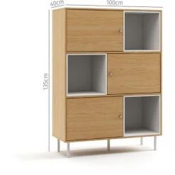 MC HAUS Buffet Avec 3 Etageres, Buffet Pour Le Salon, La Salle A Manger Ou La Cuisine, Meuble De Salon, Commode En Bois Pour La Chambre, Bibliotheque, Armoire D'appoint, Meuble De Rangement, Style Moderne, 100x40x135cm, Blanc -Buffet et enfilade Soldes 15085868 5