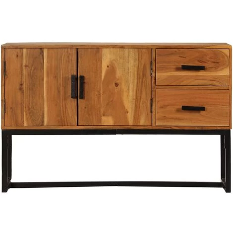 HELLOSHOP26 Buffet Bahut Armoire Console Meuble De Rangement Bois D'acacia Massif 115 Cm Marron - Bois 2 HELLOSHOP26 Buffet Bahut Armoire Console Meuble De Rangement Bois D'acacia Massif 115 Cm Marron - Bois – Image 2