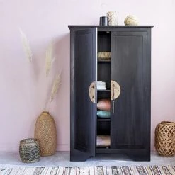 BOIS DESSUS BOIS DESSOUS Bahut Asie En Bois D'acajou 2 Portes - Noir -Buffet et enfilade Soldes 15281094 4