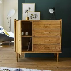 BOIS DESSUS BOIS DESSOUS Buffet Rétro En Bois De Mindy 1 Porte Et 4 Tiroirs - Naturel -Buffet et enfilade Soldes 15281113 4