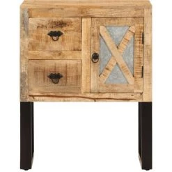 Buffet Bois De Manguier Massif 60x30x76 Cm VidaXL -Buffet et enfilade Soldes 15292218 3