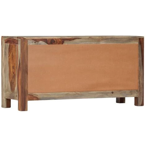 VidaXL Buffet Gris 100 X 30 X 50 Cm Bois Massif De Sesham - Gris 4 VidaXL Buffet Gris 100 X 30 X 50 Cm Bois Massif De Sesham - Gris – Image 4
