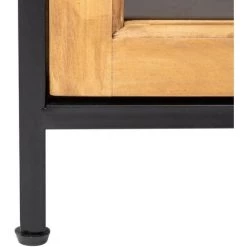 Buffet 2 Portes En Métal Coloris Noir/naturel - L.102 X L.41,7 X H.101 Cm -PEGANE- -Buffet et enfilade Soldes 15504927 3