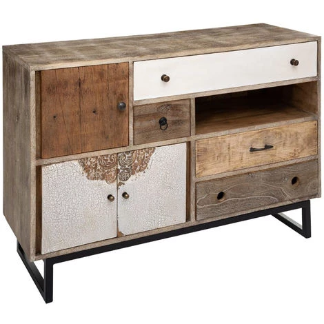 Buffet Moderne De 4 Tiroirs 3 Portes - L.115 X L.40 X H.80 Cm -PEGANE- 1 Buffet Moderne De 4 Tiroirs 3 Portes - L.115 X L.40 X H.80 Cm -PEGANE-