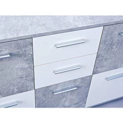Commode Bahut De 5 Portes Et 2 Tiroirs Aspect Béton Coloris Gris Clair Et Blanc - Dim : L 115 X P 30 X H 77 Cm - PEGANE - 5 Commode Bahut De 5 Portes Et 2 Tiroirs Aspect Béton Coloris Gris Clair Et Blanc - Dim : L 115 X P 30 X H 77 Cm - PEGANE - -Buffet et enfilade Soldes 15505290 2