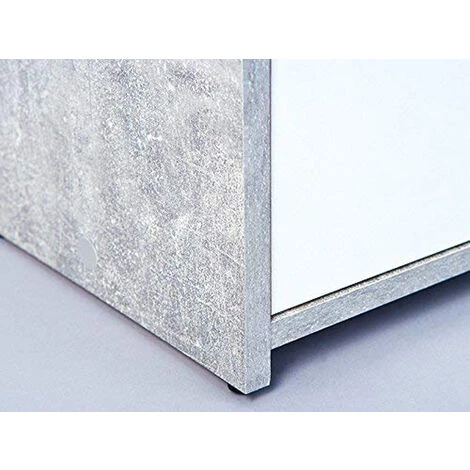 Commode Bahut De 5 Portes Et 2 Tiroirs Aspect Béton Coloris Gris Clair Et Blanc - Dim : L 115 X P 30 X H 77 Cm - PEGANE - 3 Commode Bahut De 5 Portes Et 2 Tiroirs Aspect Béton Coloris Gris Clair Et Blanc - Dim : L 115 X P 30 X H 77 Cm - PEGANE - – Image 3