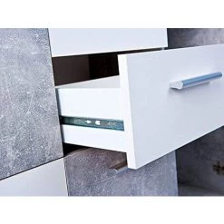 Commode Bahut De 5 Portes Et 2 Tiroirs Aspect Béton Coloris Gris Clair Et Blanc - Dim : L 115 X P 30 X H 77 Cm - PEGANE - 7 Commode Bahut De 5 Portes Et 2 Tiroirs Aspect Béton Coloris Gris Clair Et Blanc - Dim : L 115 X P 30 X H 77 Cm - PEGANE - -Buffet et enfilade Soldes 15505290 4