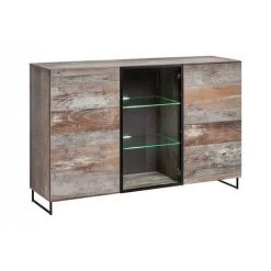 PRICE FACTORY Buffet, Bahut Modèle KAN + LED. Meuble Type Industriel. Enfilade Design Pour Votre Salon Ou Salle à Manger. - Gris
