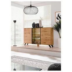 PRICE FACTORY Buffet, Bahut Modèle TINO + LED. Meuble Type Scandinave. Enfilade Design Pour Votre Salon Ou Salle à Manger. - Marron -Buffet et enfilade Soldes 15544069 3