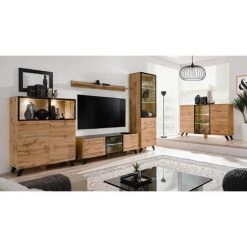 PRICE FACTORY Buffet, Bahut Modèle TINO + LED. Meuble Type Scandinave. Enfilade Design Pour Votre Salon Ou Salle à Manger. - Marron -Buffet et enfilade Soldes 15544069 4