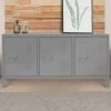 IDMARKET Buffet Bas 3 Portes ESTEL En Métal Gris Foncé - Gris