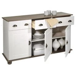 IDIMEX Buffet COLMAR Commode Bahut Vaisselier Meuble Bas Rangement Avec 3 Tiroirs Et 3 Portes, En Pin Massif Lasuré Blanc Et Taupe - Blanc/taupe 6 IDIMEX Buffet COLMAR Commode Bahut Vaisselier Meuble Bas Rangement Avec 3 Tiroirs Et 3 Portes, En Pin Massif Lasuré Blanc Et Taupe - Blanc/taupe -Buffet et enfilade Soldes 15679254 3