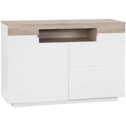 BELIANI Commode Blanche Et Bois Clair - Blanc