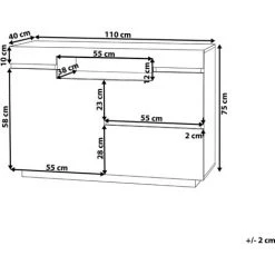 BELIANI Commode Blanche Et Bois Clair - Blanc -Buffet et enfilade Soldes 15680247 3