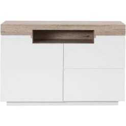 BELIANI Commode Blanche Et Bois Clair - Blanc -Buffet et enfilade Soldes 15680247 4