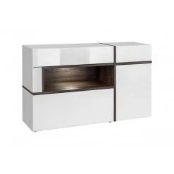 PRICE FACTORY Buffet, Bahut Modèle CRISS + LED. Enfilade Design Et Moderne Pour Votre Salon Ou Salle à Manger. - Blanc