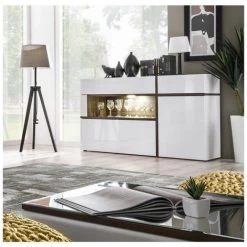 PRICE FACTORY Buffet, Bahut Modèle CRISS + LED. Enfilade Design Et Moderne Pour Votre Salon Ou Salle à Manger. - Blanc -Buffet et enfilade Soldes 15728235 3