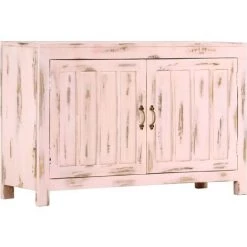VidaXL Buffet 110x35x70 Cm Bois De Manguier Massif Rose Clair - Rose