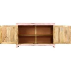 VidaXL Buffet 110x35x70 Cm Bois De Manguier Massif Rose Clair - Rose -Buffet et enfilade Soldes 15800061 3