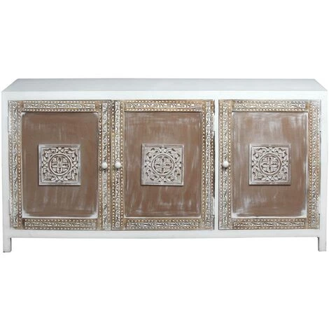 COTECOSY Buffet Bas 3 Portes Toudou Bois Vintage - Bois 1 COTECOSY Buffet Bas 3 Portes Toudou Bois Vintage - Bois