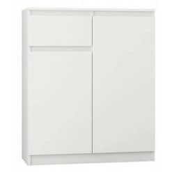 HUCOCO MOSCOW - Buffet Moderne Salle à Manger 98x80x40 Cm - Commode Contemporaine Chambre Salon Bureau - Meuble De Rangement - Blanc