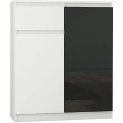 HUCOCO MOSCOW W1 - Buffet Moderne Salle à Manger 98x80x40 Cm - Commode Contemporaine Chambre Salon Bureau - Meuble De Rangement - Blanc