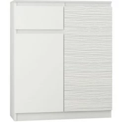 HUCOCO MOSCOW W1 - Buffet Moderne Salle à Manger 98x80x40 Cm - Commode Contemporaine Chambre Salon Bureau - Meuble De Rangement - Blanc