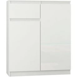 HUCOCO MOSCOW W1 - Buffet Moderne Salle à Manger 98x80x40 Cm - Commode Contemporaine Chambre Salon Bureau - Meuble De Rangement - Blanc