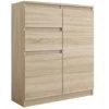 HUCOCO LISBON - Commode Contemporaine Chambre/salon/bureau - 98x80x40cm - Rangement 2 Tiroirs + 2 Portes - Buffet Style Moderne - Beige