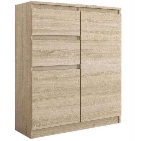 HUCOCO LISBON - Commode Contemporaine Chambre/salon/bureau - 98x80x40cm - Rangement 2 Tiroirs + 2 Portes - Buffet Style Moderne - Beige 1 HUCOCO LISBON - Commode Contemporaine Chambre/salon/bureau - 98x80x40cm - Rangement 2 Tiroirs + 2 Portes - Buffet Style Moderne - Beige